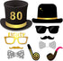 Konsait 80th Birthday Photo Booth Props(48Count), Funny 80 Party Photo Props Kit Black Gold Decor with Stick for Man Woman 80th Birthday Decoratio...