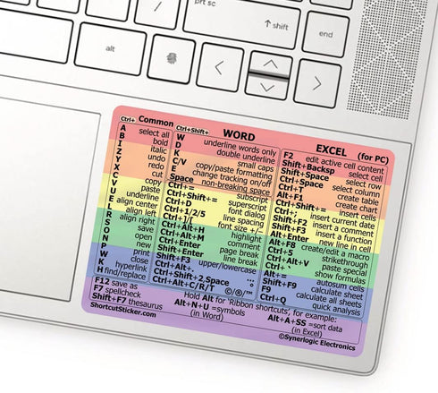 Synerlogic Word/Excel Windows Shortcut Sticker | Reference Guide Keyboard Shortcut Sticker | Work from Home Essentials | Excel Shortcuts Cheat She...