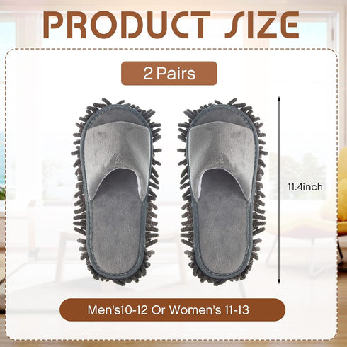 2 Pairs Microfiber Cleaning Mop Slippers for Floor Cleaning House Mop Shoes Men and Women Washable Unisex Dusting Slippers Dirt Cleaning Tool Supp...