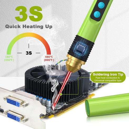 Soldering Iron Kit, Smart OLED Soldering Pen Kit, Mini Portable Solder Iron with Universal Solder Tip, Stand, Solder Wire, 356-896? 3S Fast Heatin...