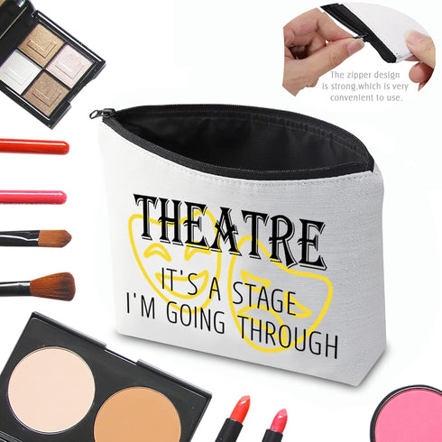 CMNIM Drama Makeup Bag Comedy Tragedy Mask Gift For Drama Theater Lover Cosmetic Pouch Bag Theatre It's A Stage I'M Going Through (LOVE Drama Make...