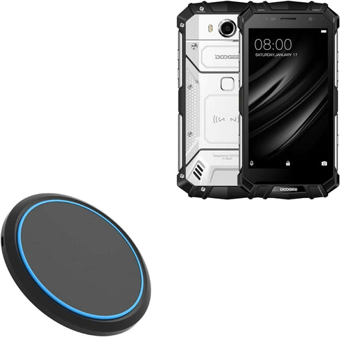 BoxWave Charger Compatible with Doogee S60 Lite - SwiftCharge PowerDisc Wireless Charger (15W) with Wireless Chargers That Require QC3.0 minicube,...