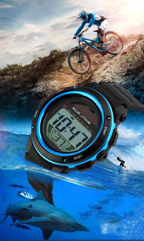 MASTOP Multi Function Solar Power Watch LED Sport Watches Digital Waterproof chronograph Wrist Watch...