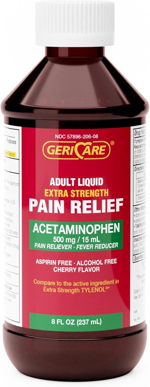 GeriCare Extra Strength Acetaminophen 500 mg Adult Liquid Pain Relief, Fever Reducer, 8 FL OZ (Pack of 1)...