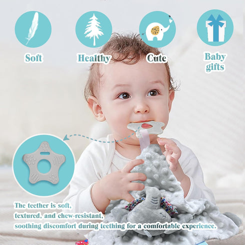 Elephant Baby Lovey for Unisex Newborn Baby Security Blanket for Boys and Girls,Soft Lovie Baby Gifts Multi-Purpose Stuff Snuggle Toy,Elephant Stu...
