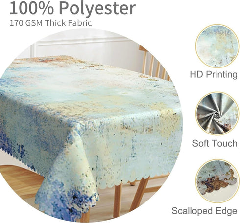 54x86inches Mid Century Tablecloth Yellow and Blue Abstract Modern Art Rectangle Table Cloth Spill Proof and Oil Proof Fabric Table Cover for Kitc...