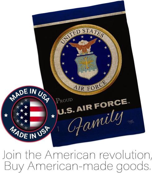 Air Force Proudly Family Burlap Garden Flag - Armed Forces USAF United State American Military Veteran Retire Official - House Decoration Banner Y...