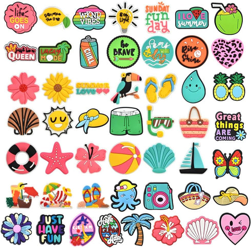 50PCS Summer Different Pencil Topper Decoations Cute PVC Pencil Toppes Lovely Black Clip Pencil Decoration Accessories for Pupil/Junior Students G...