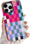 Compatible with iPhone 12 / iPhone 12 Pro Case,Cute Colorful Checkered Case with Shockproof Slim Soft TPU and Hard PC Protective Cases for Women/M...