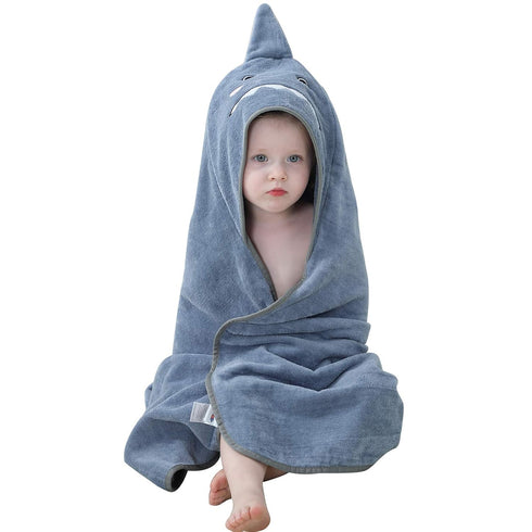 MICHLEY Unisex Baby Animal Hooded Bath Towel Soft Cotton Beach Swimming Bathrobe for 0-6T, Grey...