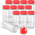 RoyalHouse 12 Pack 5.5 Oz Plastic Spice Jars with Red Cap, Clear and Safe Plastic Bottle Containers with Shaker Lids for Storing Spice, Herbs and ...