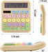 Calculators Desktop, Beige Mechanical Calculator, Cute Calculator 12 Digit Desk Basic Calculator Large Display, Dual Power Solar Battery, Office H...