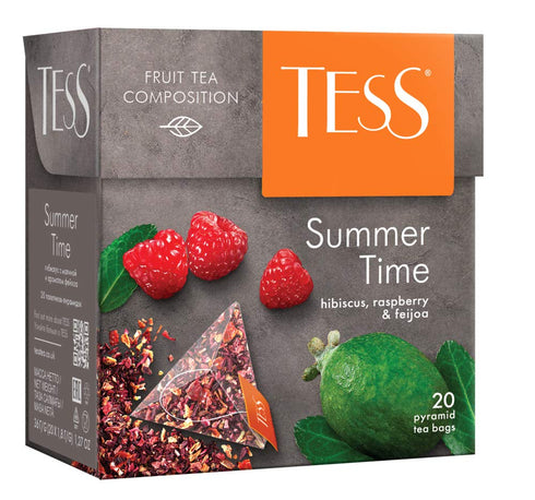Tess Summer Time Fruit Tea Composition Hibiscus, Raspberry and Feijoa Leaf Tea in 20 Pyramid Sachets...