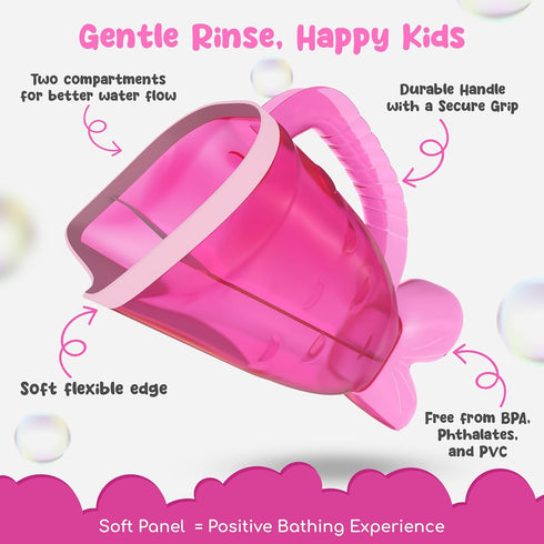 Pink Baby Rinser Cup and Bath Pail - Tear-Free, Non-Toxic, BPA-Free Accessory for Kids of All Ages - Provides Gentle, Safe, Enjoyable Bathing...