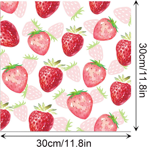 VIVIQUEN 24 Pack Sweet Strawberry Pattern Double-Sided Paper, 12-inches Fruit Plaid Textured Scrapbook Paper Craft Paper Folded Flat for DIY Backg...
