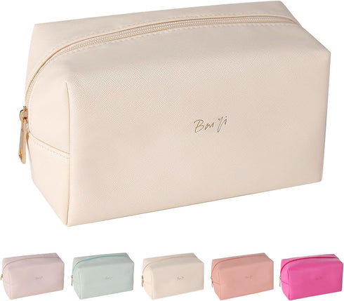 Makeup Bags for Women, PU Leather Portable Waterproof Cosmetic Bag, Multifunctional Toiletry Bag Sanitary Napkin Organizer Skincare Bag, Daily Use...