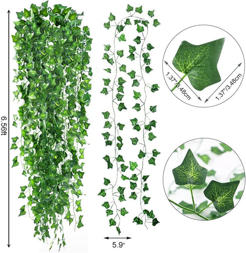CEWOR 14 Pack 98 Feet Fake Ivy Leaves Artificial Garland Greenery Hanging Plant Vine for Bedroom Wall Decor Wedding Party Room Aesthetic Stuff...