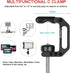 Camera Mount Clamp with Mini Magic Arm - 1/4" and 3/8" Threaded Holes - for Camera, Action Camera, Flash, Light, Microphone, Camera Clamp Adapter ...