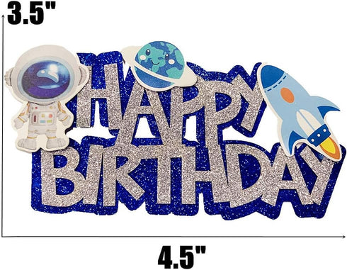 JeVenis Space Birthday Cake Topper - Cupcake & Rocket Decoration - Astronaut Cake Decoration...