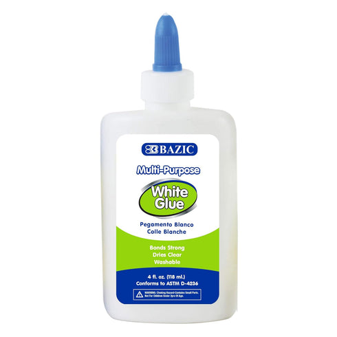BAZIC White Glue 4 Oz. (118 mL), All Purpose Adhesive Bond Photo DIY Craft Slime Making, for Office School Home Art Projects, 1-Pack...