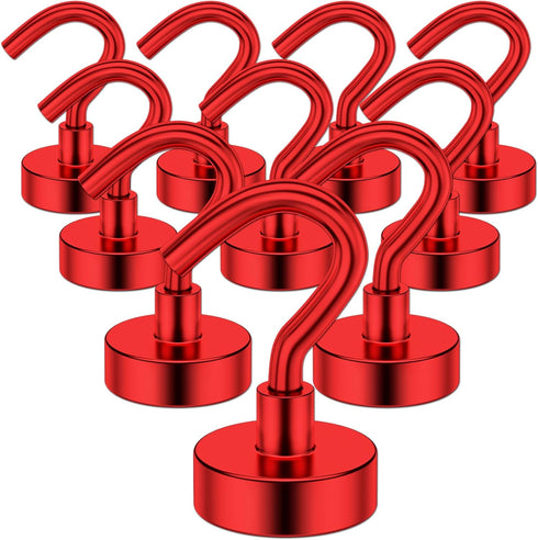 Grtard 10 Pack 25Lbs+ Heavy Duty Magnetic Hooks Magnet Hooks for Hanging, Neodymium Magnet Hooks Cruise, Magnet with Hooks Strong Magnetic Hooks f...