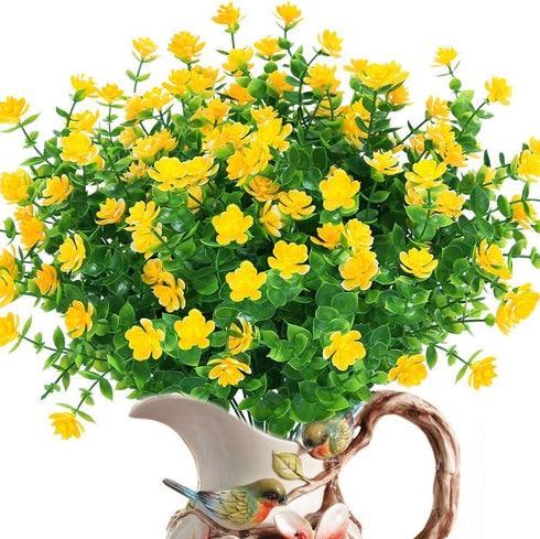8 Bundles Artificial Flowers Outdoor UV Resistant Fake Plastic Plants Faux Greenery Shrubs Indoor Outside Hanging Planter Home Kitchen Office Wedd...
