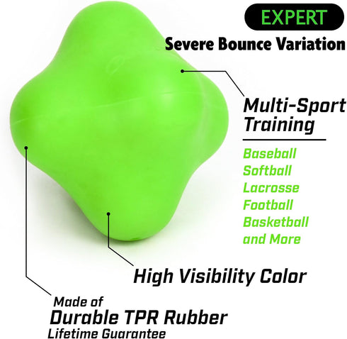 GoSports Baseball and Softball Reaction Ball - Improve Reaction Time and Hand-Eye Coordination - Beginner, Intermediate, or Expert...