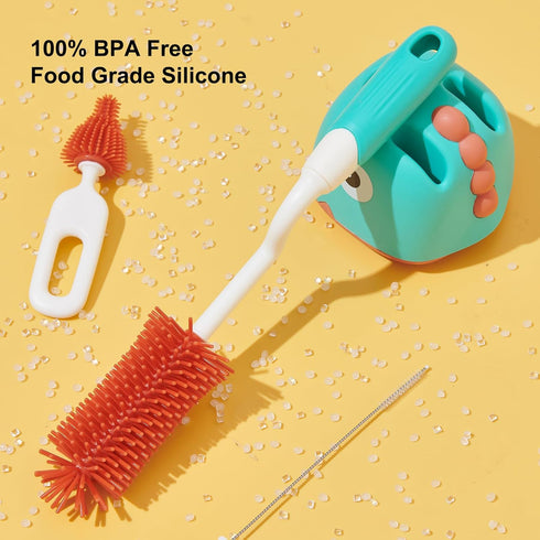 Rabbit Baba Silicone 4-in-1 Baby Bottle Brush Set,Nipple Brush, Bottle Brush, Straw Brush? Safe and Durable, Easy to Clean and Dry?4 Count?Cleanin...
