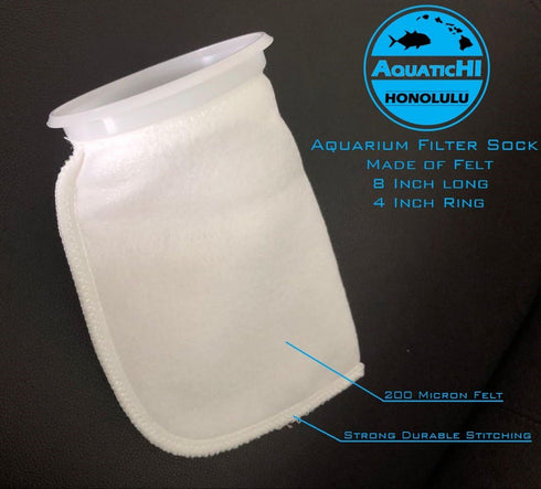 2 Pack Felt Filter Socks, 200 Micron, 4 Inch Ring by 8 Inch Long, for Freshwater/Saltwater Aquariums, Ponds, Use in Sumps/Overflows...