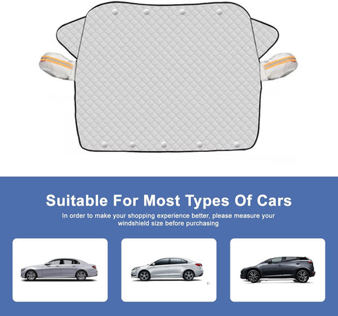 Car Windshield Snow Cover, Magnetic Windshield Snow Cover 4-Layer Protection for Snow, Ice, Frost, Sunlight, Car Windshield Cover with Side Mirror...