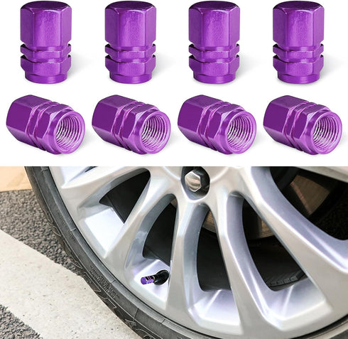 Zicine 8 PCS Car Tire Valve Stem Caps, Aluminum Alloy Wheel Valve Covers with Rubber O-Ring, Corrosion Resistant Leak-Proof Tire Air Cap Set, Univ...