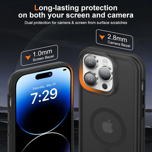 for iPhone 14 Pro (5 in 1) MagSafe Shockproof Anti-Drop Cover Case with Anti-Spy Glass Screen Protector, Camera Lens Protector, and Clean Kits - C...