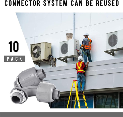 1/2" Liquid Tight Connector Electrical Conduit Connector 90 Degree and 180 Degree PVC Flexible Conduit Connector Fitting for Home Kitchen Bathroom...