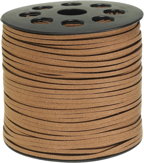 PATIKIL 100 Yards Flat Suede Cord, 2.7mm Leather String Lace Faux Leather Cord with Roll Spool for Jewelry Making Bracelet Necklace Beading DIY Cr...