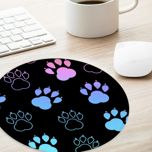 Dog Paw Print Round Mouse Pad,Funny Small Mouse Pad with Non-Slip Rubber Base,Mouse Mat,Home Office Decor Desk Accessories,8.7inch Round Mouse Pad...
