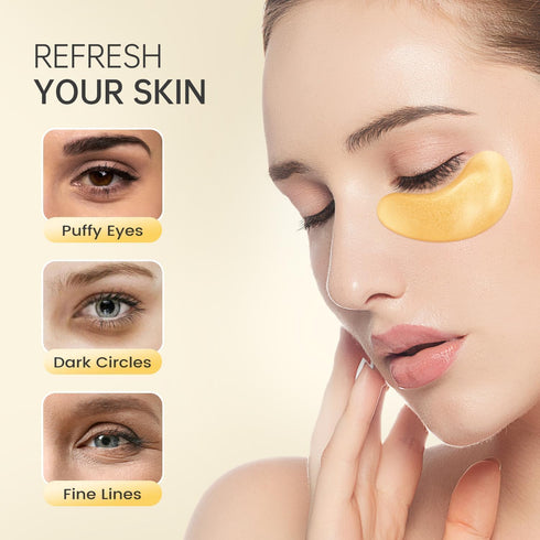 30 Pairs 24K Gold Under Eye Patches Face Masks Dark Circles Puffy Eye Bags Collagen Skincare Spa Trip Eye Mask...