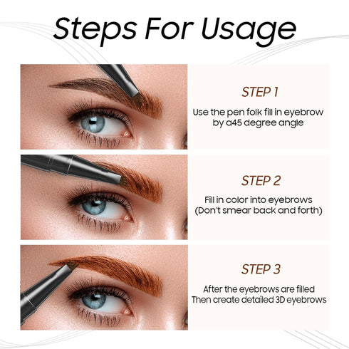 Eyebrow Pencil Microblading Pen, Liquid Brow Pencil With 4 Micro-Fork Tip, Waterproof Eyebrow Long-Lasting, Smudge-Proof Eyebrow Makeup, Natural E...