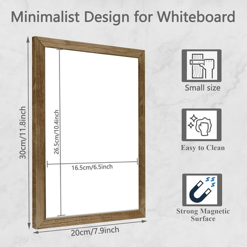 Dry Erase White Board, Magnetic Whiteboard for Wall, Office/School/Home, Hanging Board for Decoration/Planning, 7.8"x 11.8" Rustic Brown Frame(PA-...