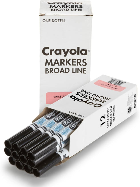 Crayola Washable Markers - Black (12ct), Kids Broad Line Markers, Bulk Markers for Classrooms & Teachers...