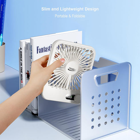 Small Portable Desk Fan, 3000mAh USB Rechargeable Mini Foldable Personal Fans, 180°Tilt Standing Hanging Fan Strong Wind, Ultra Quiet, 100 Speed M...