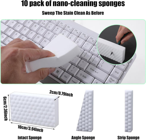 12PCs Magic Cleaning Sponges Eraser, Multi-Surface Scrubber Foam Cleaning Pads, Household Melamine Sponge, No Scratches Foam Cleaner Tool for Bath...