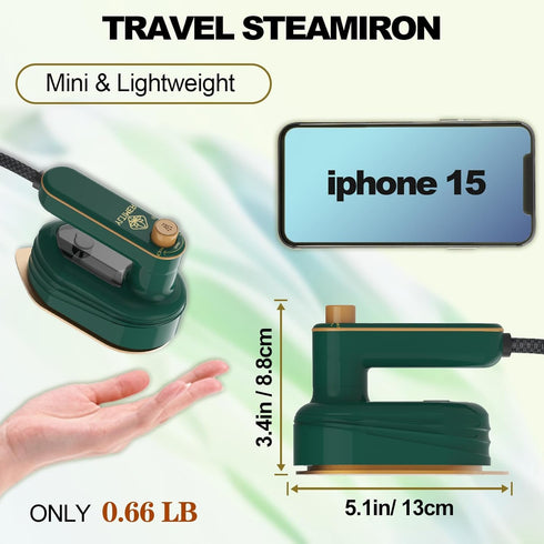 Portable Mini Travel Iron for Clothes, 180° Rotating Handheld Iron, 2 in 1 Small Size Ironing Machine for Dry and Wet Ironing for Business, Home, ...