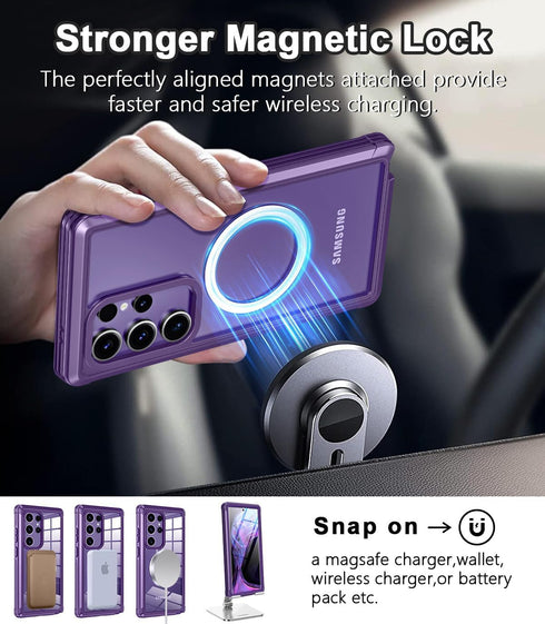 Hekodonk for Galaxy S24 Ultra Case,Compatible with MagSafe,Built-in Screen Protector & 2X Camera Lens Protector,Full Body Shockproof Protective Ph...