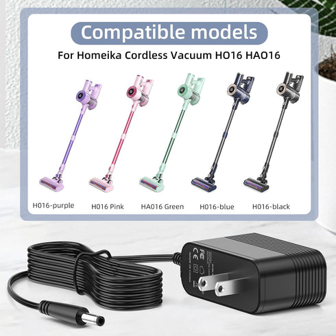 Power Cord for Homeika Cordless Vacuum H016 HA016 Cordless Handheld Stick Vacuum Cleaner 26.5V Charger Compatible with Homeika H016 HA016 20Kpa Po...