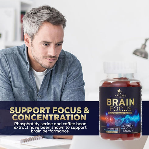 Brain Supplement for Memory & Focus, Nootropics for Concentration, Mental & Cognitive Support, Brain Vitamins with B6, B12, Phosphatidylserine, En...