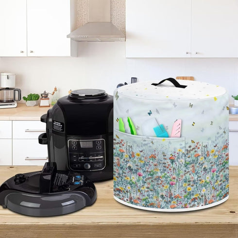 Insulated Pressure Cooker Appliance Cover, Also Fit for Air Fryer and Crock Pot, 8 Qt Dust Cover with Pocket for Spoon/Cooking Utensils/Recipes, f...