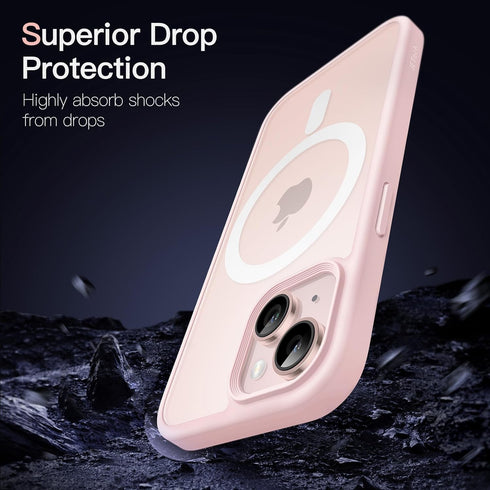 JETech Magnetic Case for iPhone 13 6.1-Inch Compatible with MagSafe, Translucent Matte Back Slim Shockproof Phone Cover (Pink)...