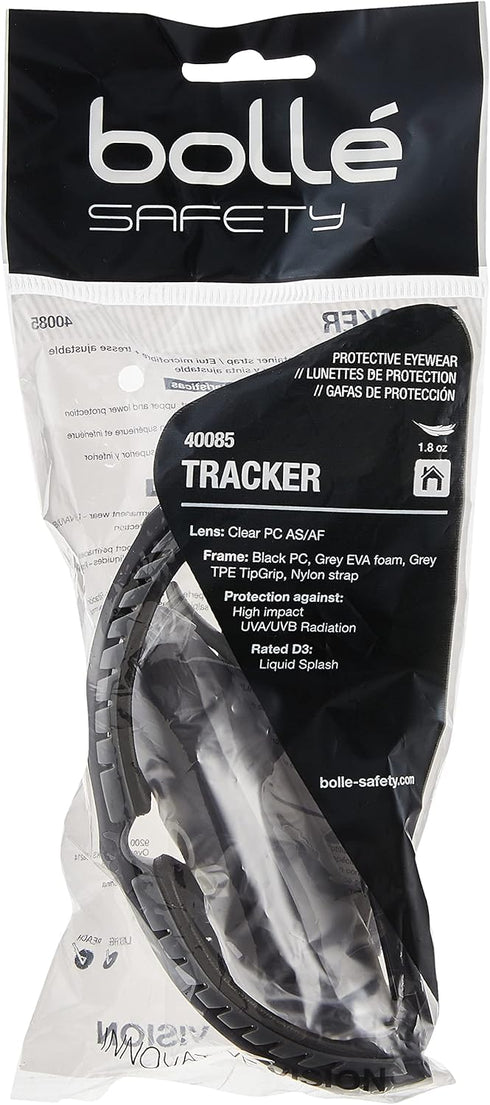 Bollé Safety 253-TR-40085 Tracker Safety Eyewear with Black/Gray Polycarbonate + TPE Full Frame and Clear Lens...