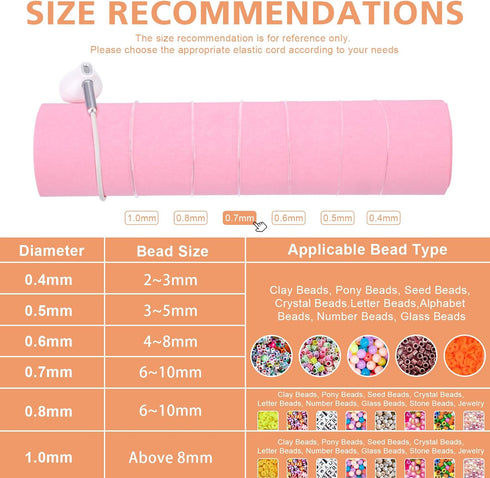 0.7mm/4 Rolls Elastic String for Bracelets, 50M Clear Bracelet String, Beading Thread with Bead Needles, Stretchy Bracelet Strings for Bracelet Ma...
