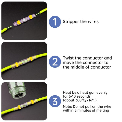 400PCS Solder Seal Wire Connectors, Heat Shrink Butt Connectors Solderstick Solder Stick Waterproof Wire Electrical Connector Kit for Marine Autom...